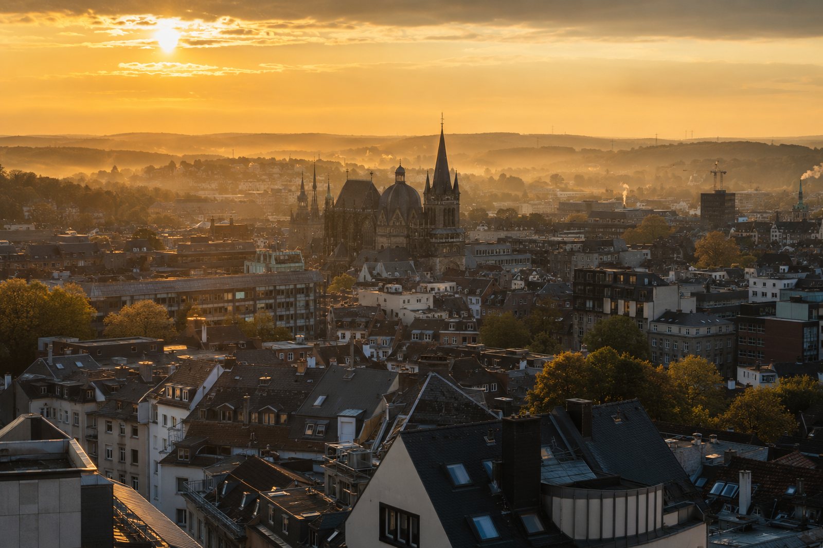 Aachen, Germany at sunrise — home of Amp-Hour cell production